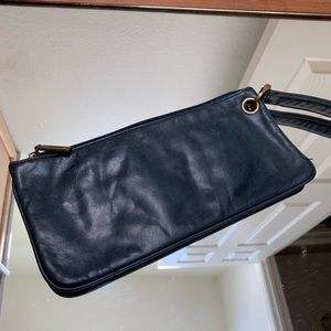 Black Leather HOBO Wristlet